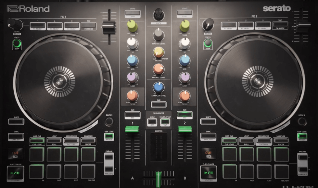 Roland DJ-202 DJ controller layout